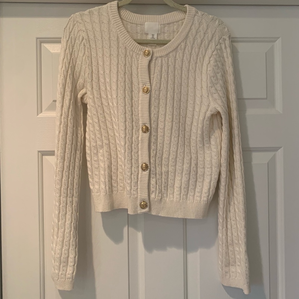 H&M Cream Button down Cardigan M